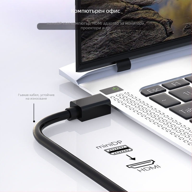 MiniDP към HDMI адаптер кабел за дисплеи и проектори, HDMI интерфейс, неутрална марка