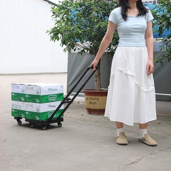 Сгъваема преносима количка за инструменти със разглобяеми универсални колела и телескопична дръжка — максимална носимост 80, брутно тегло 2.2