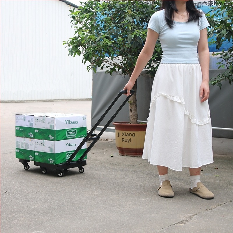 Сгъваема преносима количка за инструменти със разглобяеми универсални колела и телескопична дръжка — максимална носимост 80, брутно тегло 2.2