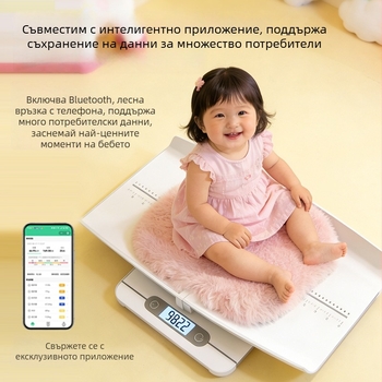 Везна за височина и тегло на бебето, бебешка везна за тегло, зареждаща се, двойно използване майка–дете, компактна електронна везна със измерване на телесна мазнина, LCD 3 инча, 0,2–180 кг, ABS, модел B60LW