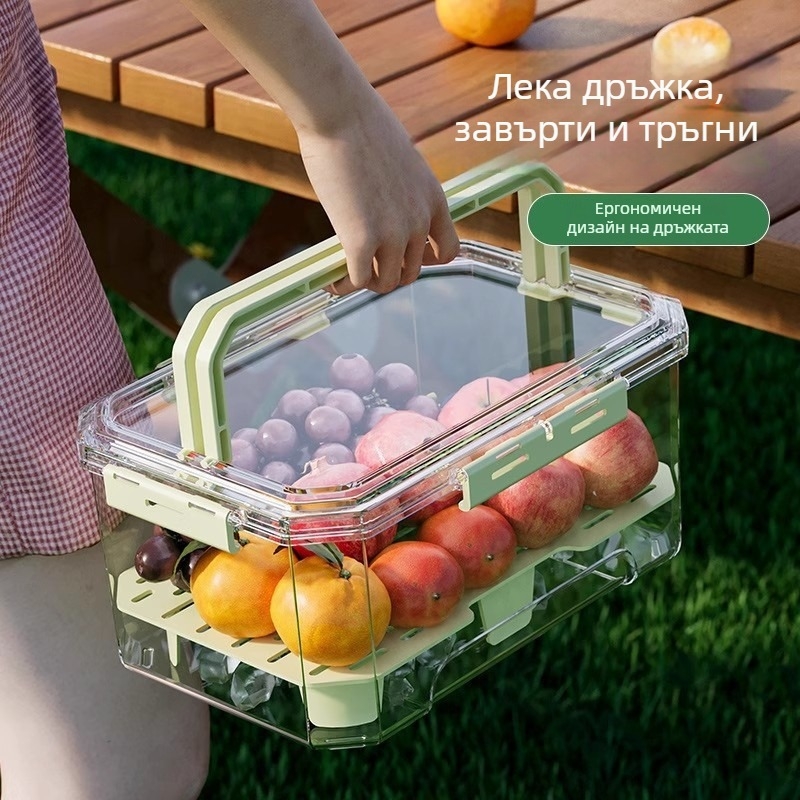 Кутия за обяд, хранително качество, преносима кутия за свежест за пикник на открито, 2.1–3 л, ръчно запечатване, многоразова