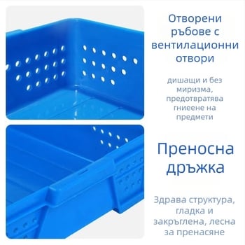 Правоъгълна пластмасова кутия за оборот и сортиране — водоустойчива и влагозащитена, инжекционно формована, стенна дебелина 2,5 мм, товароподемност 20–120, персонализируема