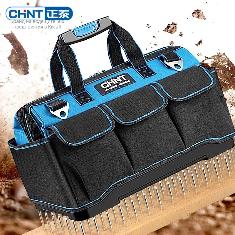 Многофункционална преносима чанта за инструменти от платно, голям капацитет, водоустойчива, здрава и подсилена платнена конструкция, за дърводелски и електрически инструменти