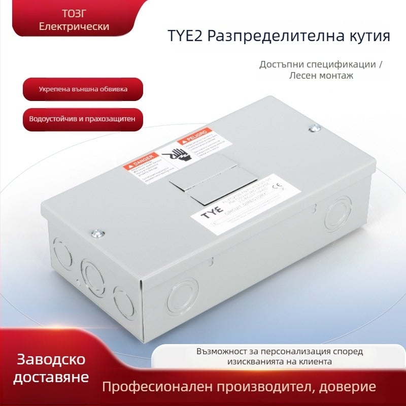 Външна водоустойчива разпределителна кутия за 2 вериги, открит монтаж, 125 A