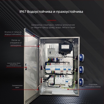 Неръждаема стоманена външна водоустойчива кутия за разпределение на захранване, монтаж на стена или под, IP45, 100 A, серия Dz20015