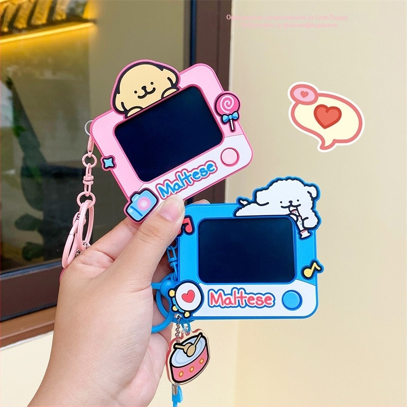 Аксесоар висулка – сладко кученце в стил линейно рисуване, серия Дъска за рисуване, украса за чанта и ключодържател