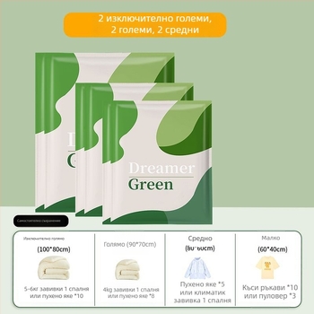 Вакуумна чанта за съхранение на oдеяла, дрехи и багаж – тип всмукване, херметична, PET/PE материал, модел Dream 01, без помпа