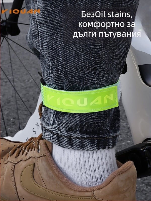 Велосипедни ленти за крак с връзващи ленти, за пътни и планински велосипеди, PVC + найлон, модел 04BL0011, отразителни за нощно каране