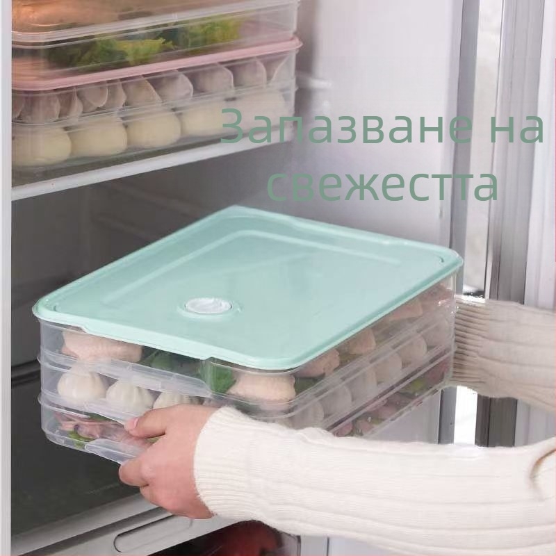 Кутия за пелмени, многослойна, с капак, голям капацитет, хранителен PP