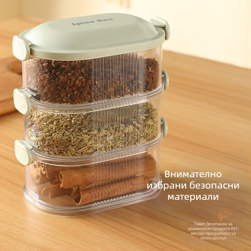 Кутия за подправки, квадратна, запечатана, 501–800 мл, хранителна пластмаса, стил лайт лукс