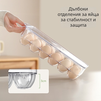 FaSoLa Кутия за яйца - PET, дълбоки гнезда за яйца, голям капацитет, с капак, запазва свежестта