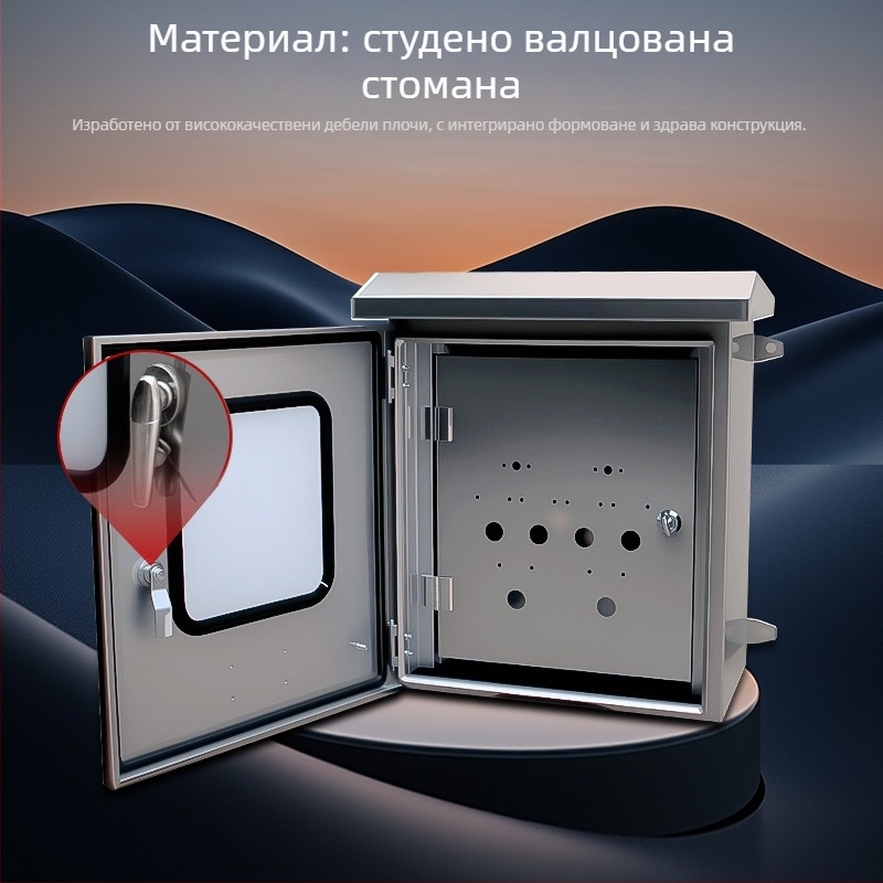 Двукрилен външен електрически шкаф от неръждаема стомана 304, IP30, с възможност за персонализиране.