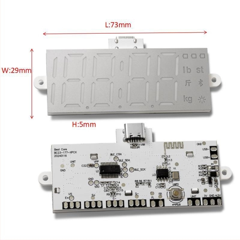 Умен Bluetooth везна за телесна мазнина с LED дисплей, капацитет 200 кг, презареждаща се батерия