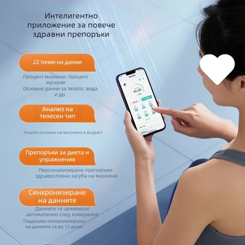 Електронна везна за тегло и телесна мазнина, закалено стъкло, интелигентно измерване на мазнини, домашна употреба
