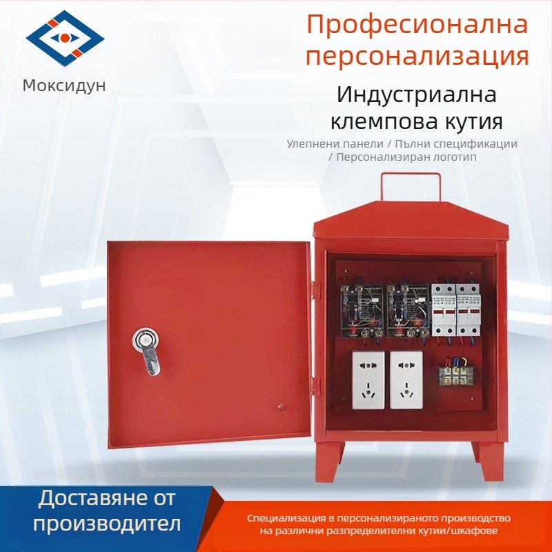 Индустриална кутия за контакти, външна водоустойчива, подова инсталация, номинален ток 220–380, трислоен разпределителен блок