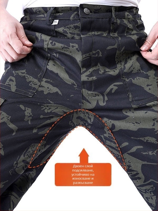 Камуфлажни работни панталони, свободен крой, прави крачоли, издръжливи за открити строителни условия, унисекс, за възрастни, пролет-лято-есен