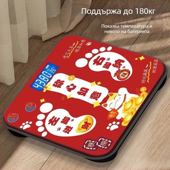Дигитална везна за измерване на тегло на тялото с закалено стъкло, капацитет 0,00–180,00 кг, USB/батерия за захранване, дисплей за ниско напрежение, дисплей за претоварване и грешка