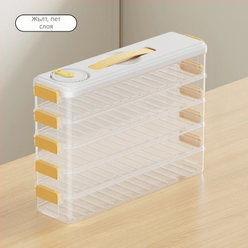 Кутия за дъмплинги – хранителна силиконова, квадратна, многоетажна (3–4 нива) за съхранение в хладилник и фризер