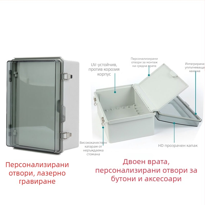 Външна пластмасова водоустойчива разпределителна кутия, 4 вериги, 1 ред, IP67 защита, ABS корпус и PC капак, монтирана с винтове