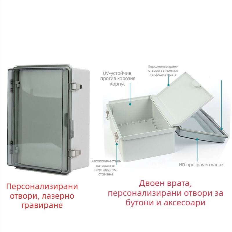 Външна пластмасова водоустойчива разпределителна кутия, 4 вериги, 1 ред, IP67 защита, ABS корпус и PC капак, монтирана с винтове