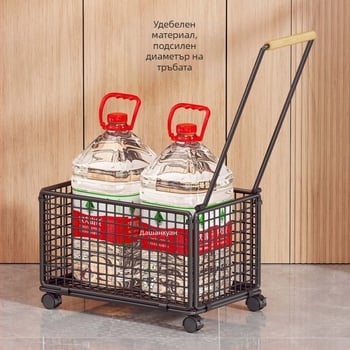 Четириколесна количка за пазаруване от желязо и дърво – подвижна, марка evesigar/Yisijia, товароподемност 1