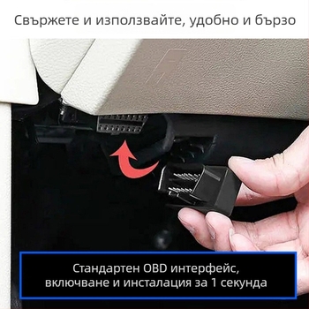 Автомобилен GPS тракер, 4G, точност GPS 5 м; Аларми: вибрация, загуба на мощност, движение, геозона; Размери 50×40×35 мм; Захранване чрез OBD II; Полимерна батерия