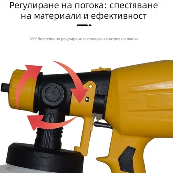 AC електрически пистолет за боядисване – висока мощност, улеснено пръскане, 450W, 200V, дюза 1.5 мм, резервоар 1000 мл, подходящ за боядисване и дезинфекция