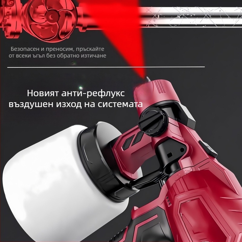 Електрически пистолет за боядисване за дома, с висока атомизация, всичко-в-едно устройство за латексова боя (зарядна литиева батерия, напрежение: 21, обхват: стена/дърво/метал, максимално налягане на изхода: 1, подходящ капацитет: 800)