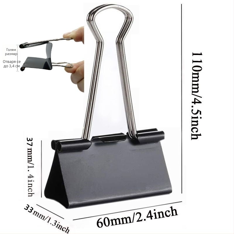 Метален голям клип за документи с дълга опашка – офис файлове, дъска за рисуване