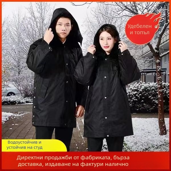 Дълго зимно ветроустойчиво палто с мултифункционални характеристики и отразителни детайли за работно облекло