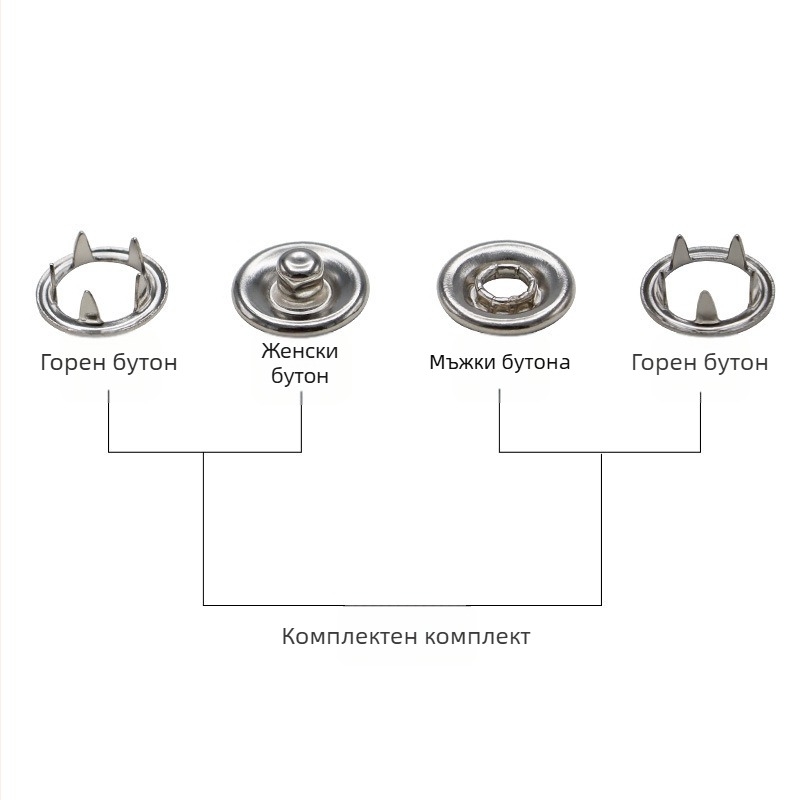 Комплект петзъбни безшевни закопчалки от неръждаема стомана за монтаж