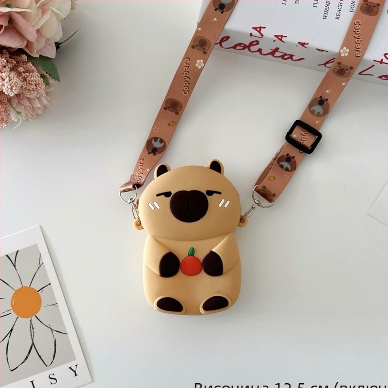 Детски силиконов монетник с рисунка капибара, аниме стил, водоустойчив, подходящ за предучилищна възраст