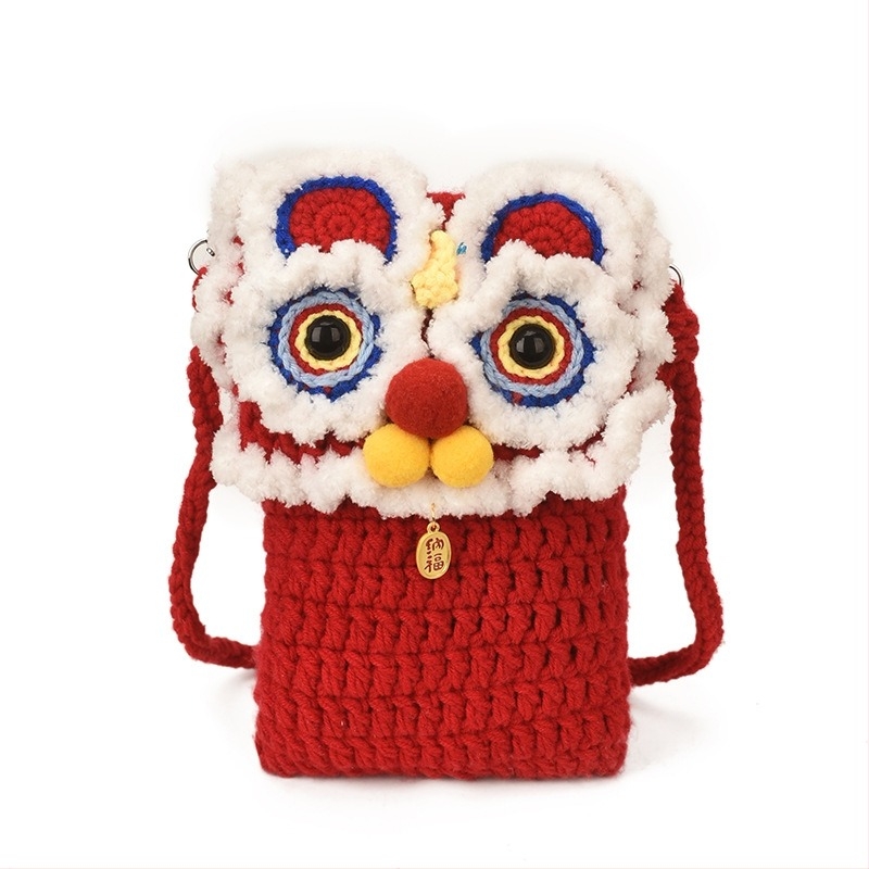 Детска чанта през рамо от вълнена тъкан с капак, памучна подплата, магнитно закопчаване, стил карикатура