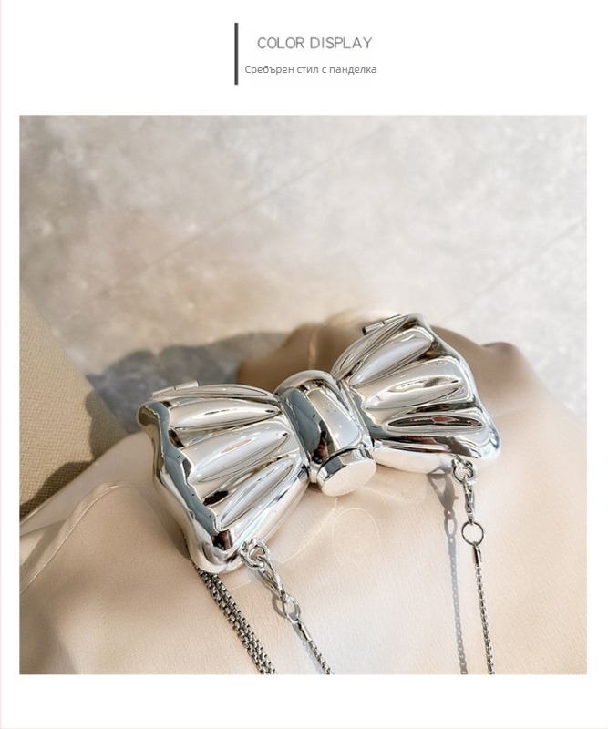 Кръстосана през рамо акрилна чанта с форма на панделка, заключваща се с ключалка и вътрешен джоб за документи