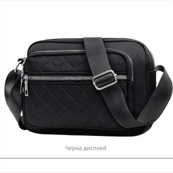 Дамска чанта в стил уличен тренд, композитна тъкан, малка квадратна чанта, хоризонтална форма, отваряне с цип