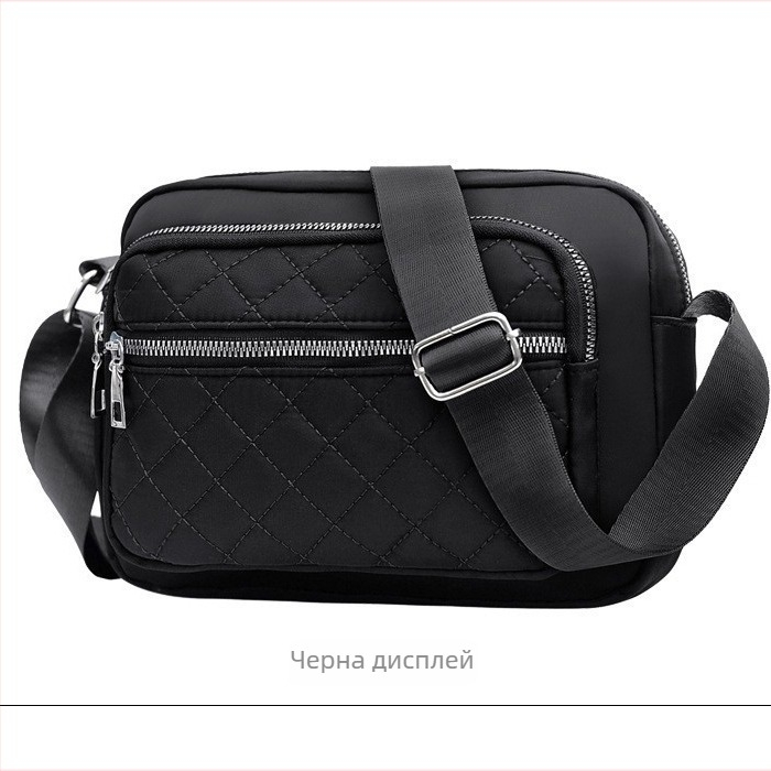 Дамска чанта в стил уличен тренд, композитна тъкан, малка квадратна чанта, хоризонтална форма, отваряне с цип