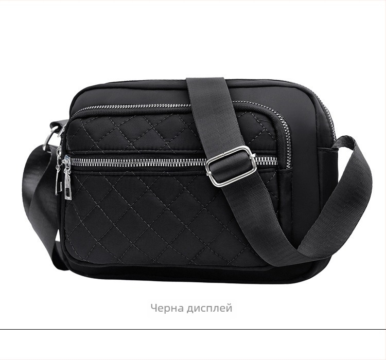 Дамска чанта в стил уличен тренд, композитна тъкан, малка квадратна чанта, хоризонтална форма, отваряне с цип