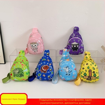 Детска кръстосана чанта за рамо, животински анимационен принт, нейлон, подплата полиестер, ултра лек дизайн, унисекс, подходяща за детска градина