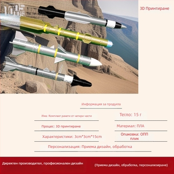 Воен модел AIM-120 Hellfire — PLA 3D принтиране, модерен стил, висулка, персонализиране