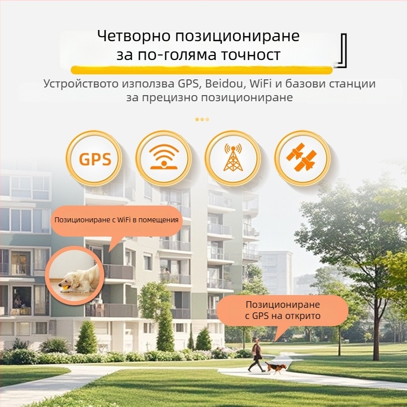 Локатор за домашни любимци BC01 IP66 водоустойчив, GPS точност 5 м, аларма за ограда, живот на батерията 168 ч