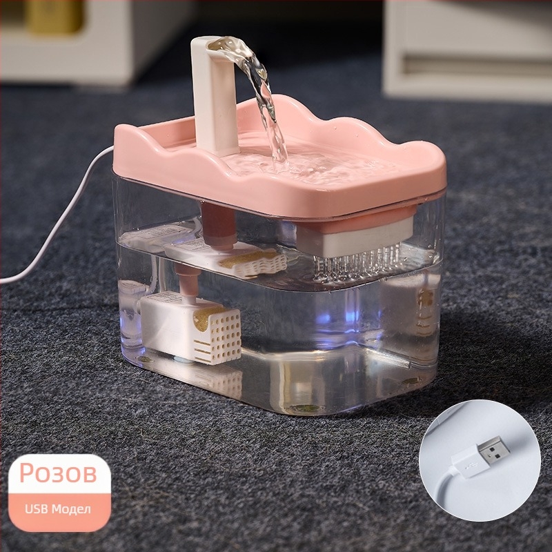 Автоматичен воден дозатор за котки и кучета с циркулиращ поток, разглобяем, 100 g