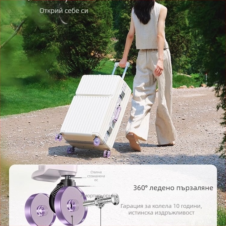 Куфар за пътуване с ABS+PC корпус, USB порт, универсални колела, заключване с комбинация, тегло 4,2 кг