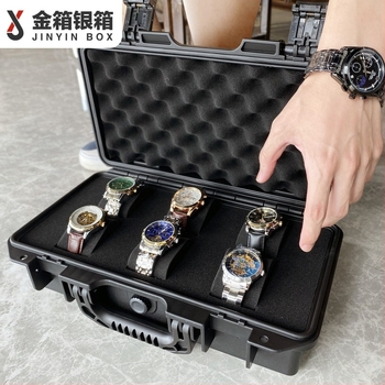 Кутия за часовници със вътрешна пяна, IP67 водоустойчива, пластмасова кутия с ключалка, вместимост 3–24 часовника