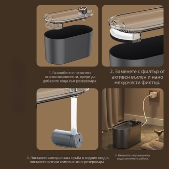 Диспенсър за вода за домашни любимци с автоматична циркулационна филтрация, поток на вода, разглобяема тиха помпа, подходящ за кучета и котки