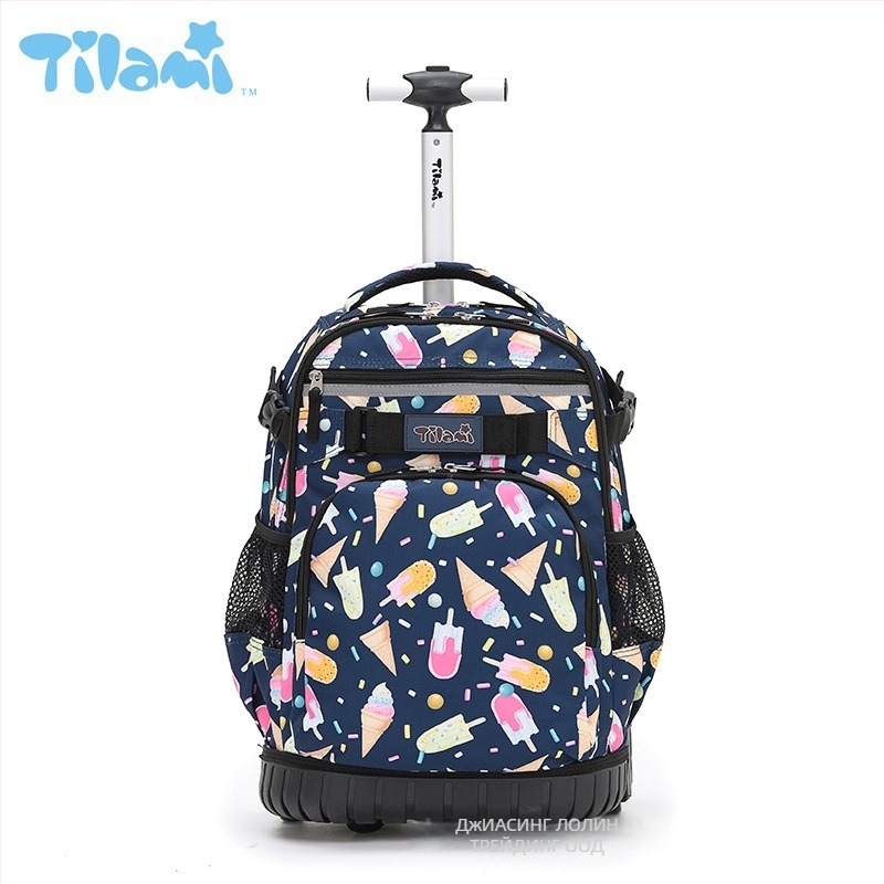 Tilami раница за училище с защита на гръб и намаляване на натоварването, обновен модел с едно колело за начално и средно училище