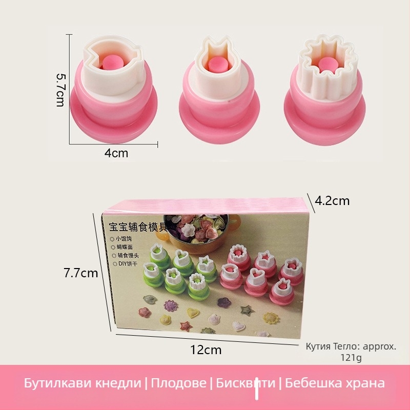 DIY форма за бебешки кнедли, неръждаема стомана, кръгла форма, пеперуден и гъбен мотив