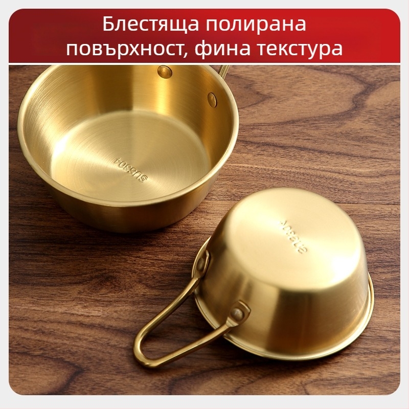 Корейски стил купа за оризово вино с дръжка за къмпинг, неръждаема стомана 304, кръгла форма, повърхност електроплатина, възможност за лого