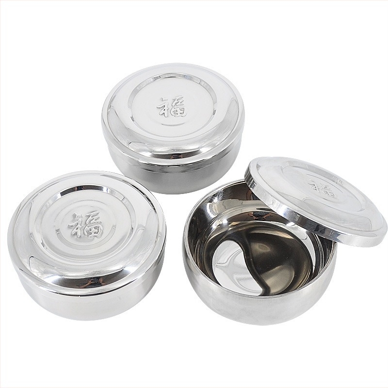 Купа за ориз от неръждаема стомана – кръгла, еднотонна, модерен и минималистичен стил; подходяща за хотели и хранене; микровълнова фурна не е подходяща