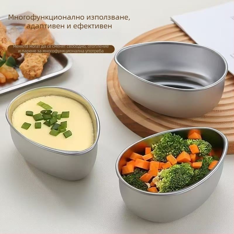 Пароварна купа от неръждаема стомана с капковидна форма и решетъчна вложка, неравна конфигурация, подходяща за микровълнова печка, електроплатирана повърхност