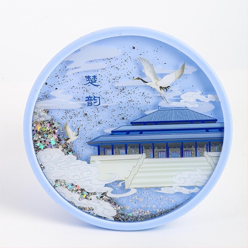 Кръгли акрилни подложки за напитки с карикатурен дизайн на течащ пясък, антиизгаряща защита, термоизолация и неплъзгащ силиконов ръкав